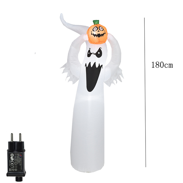 Lampion Halloween z nadmuchiwanych dekoracji dyni w stylu horroru z demonem LED czarownicą i duchem, idealny na imprezę DIY - Wianko - 21