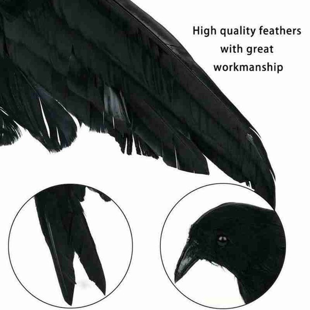Czarna wrona - Model zwierzęcia, sztuczna dekoracja na imprezę Halloween, 16CM - Wianko - 5