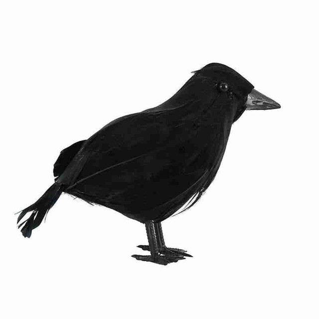 Czarna wrona - Model zwierzęcia, sztuczna dekoracja na imprezę Halloween, 16CM - Wianko - 4