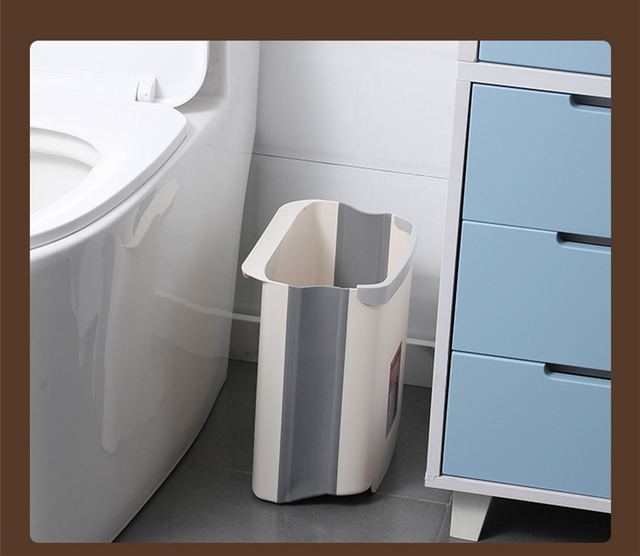 Kosz na śmieci składany naścienny 9L dla kuchni, biurka, samochodu, sypialni, toalety i WC - Wianko - 11