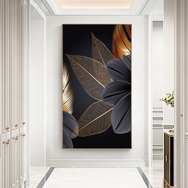 Nowoczesne minimalistyczne złote liście roślin - dekoracja w stylu nordyckim do salonu - Wianko - 8