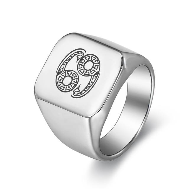 Pierścionek sygnet z konstelacją zodiaku w kolorze srebrnym, personalizowany dla kobiet i mężczyzn, rozmiary 8-12 - Wianko - 8