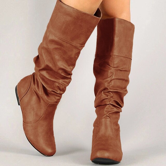 Skórzane buty Vintage ze skórki cielęcej dla kobiet - kliny, plisowane - zima, ciepłe - kostka - #40 - Wianko - 7