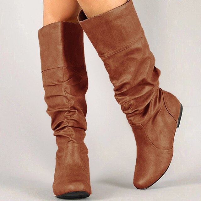 Skórzane buty Vintage ze skórki cielęcej dla kobiet - kliny, plisowane - zima, ciepłe - kostka - #40 - Wianko - 18