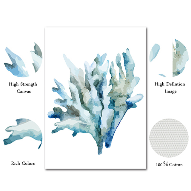 Plakat morski Koral | Druk na płótnie | Rośliny oceaniczne | Vintage | Dekoracja ścian | Salon i Dom | Malarstwo i kaligrafia - Wianko - 9