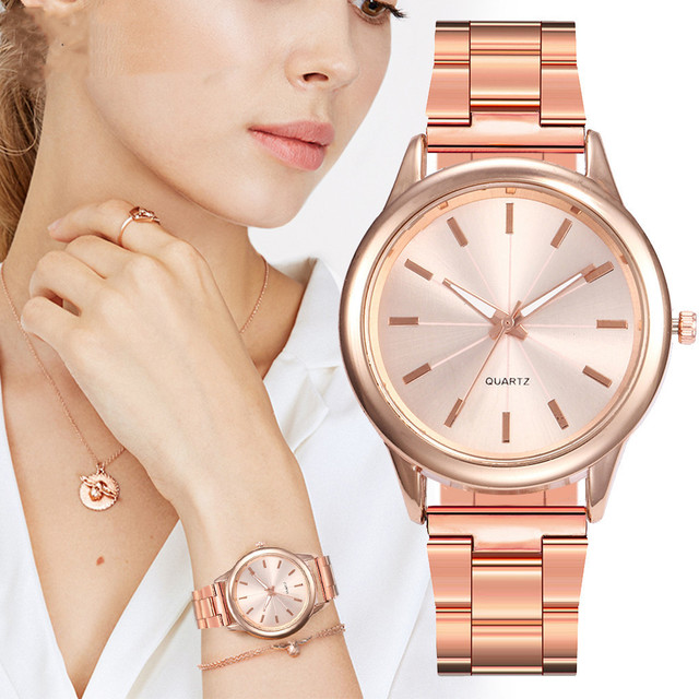 Zegarek damski luksusowy z kwarcowym mechanizmem i tarczą ze stali nierdzewnej, codzienna bransoletka, wersja 2021 - Wianko - 1