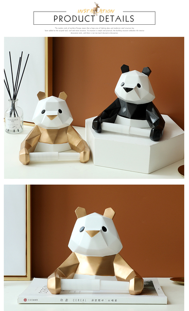 Pudełko na chusteczki - Nowoczesna statua żywiczna w stylu ściennym z uchwytem w kształcie pandy - Wianko - 10