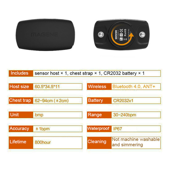 MAGENE H64 - pulsometr, czujnik Bluetooth 4.0 i ANT+ do komputera rowerowego Garmin - Wianko - 11