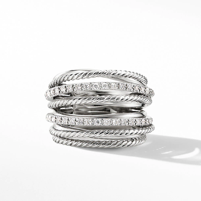 Huitan srebrny pierścień z błyszczącymi CZ metalowymi, OL Style, wielorzędy, wszechstronny, moda, biżuteria dla kobiet - Wianko - 1