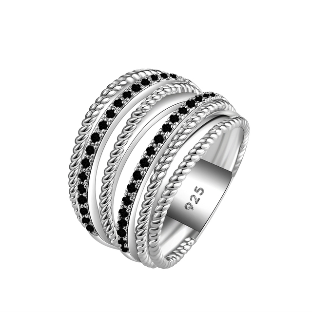 Huitan srebrny pierścień z błyszczącymi CZ metalowymi, OL Style, wielorzędy, wszechstronny, moda, biżuteria dla kobiet - Wianko - 5