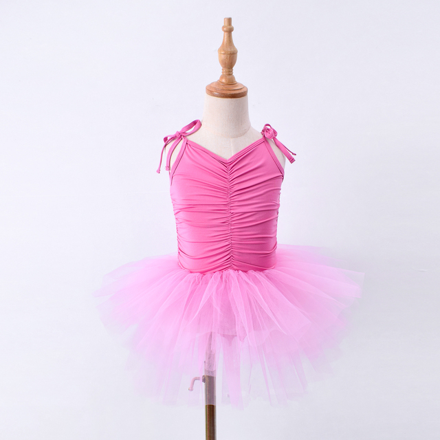 Dziecięca baletowa spódniczka Tutu dla dziewczynki z regulowanymi ramiączkami - sukienka baletowa trykotowa do gimnastyki i tańca - Wianko - 2