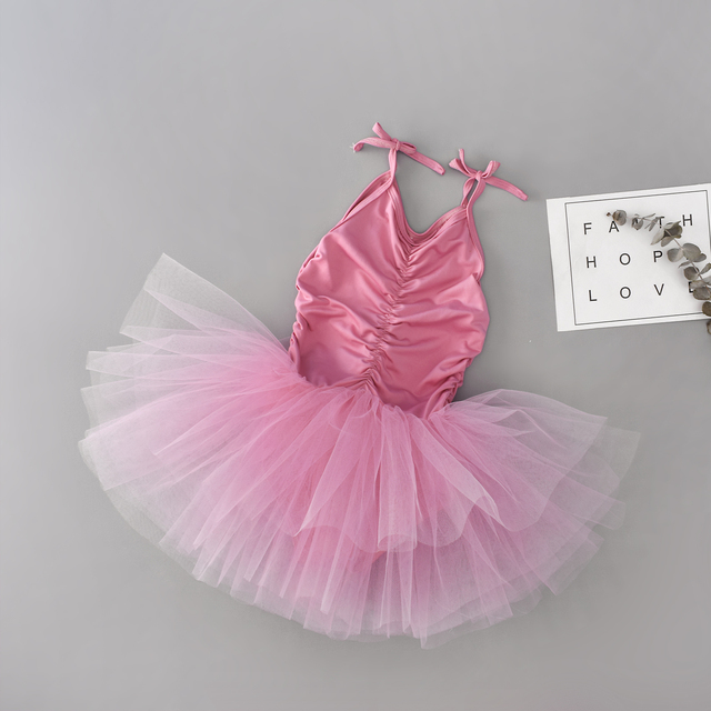 Dziecięca baletowa spódniczka Tutu dla dziewczynki z regulowanymi ramiączkami - sukienka baletowa trykotowa do gimnastyki i tańca - Wianko - 6