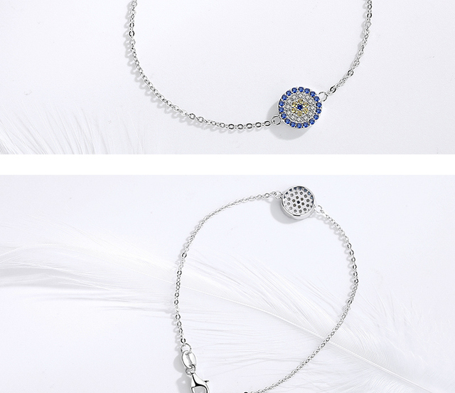 Bransoletka KALETINE Lucky 925 ze srebra wysokiej próby, niebieski Evil Eye, turkusowy klejnot, finezyjna biżuteria dla kobiet - Wianko - 12