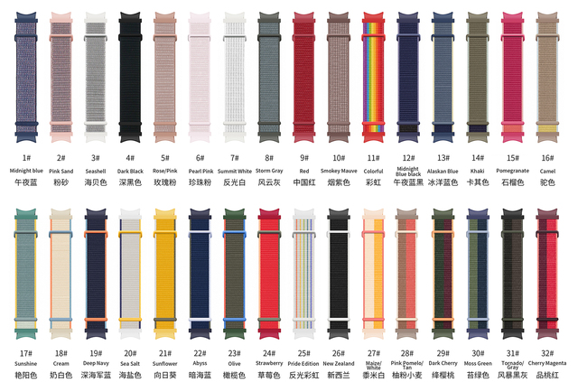 Sportowa nylonowa opaska do zegarka Samsung Galaxy 4 - 20mm, 44mm, 40mm, 42mm, 46mm - Wianko - 17
