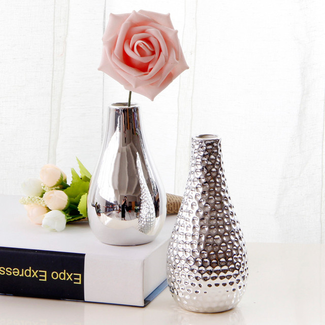 Nordic mały złoty srebrny ceramiczny wazon na kwiaty - Wianko - 9
