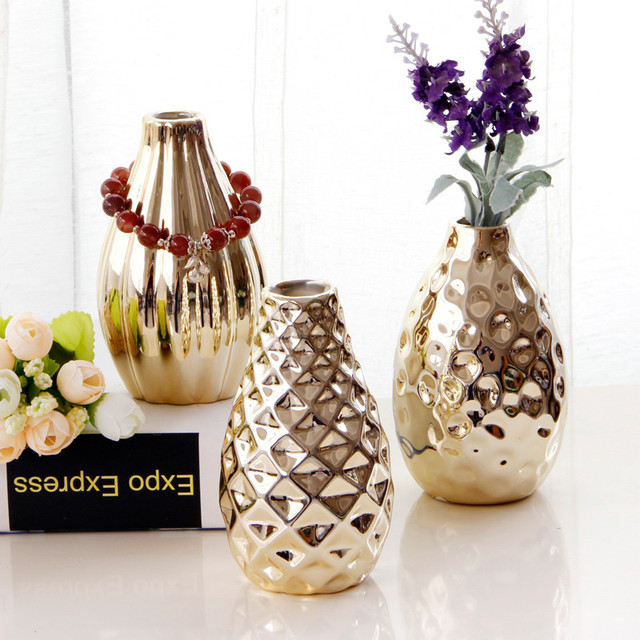 Nordic mały złoty srebrny ceramiczny wazon na kwiaty - Wianko - 6
