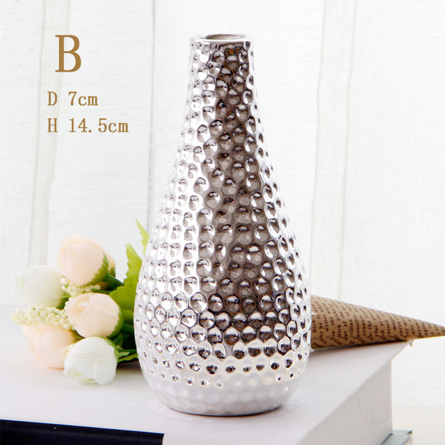 Nordic mały złoty srebrny ceramiczny wazon na kwiaty - Wianko - 5