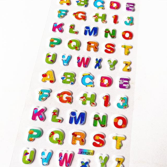 Naklejki 3D z anglojęzycznym alfabetem w formie bąbelków - zestaw 6 arkuszy - Wianko - 4