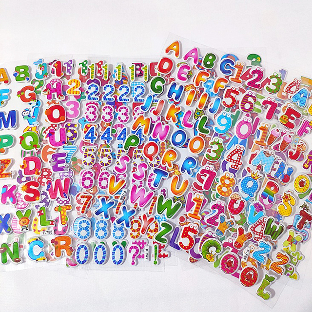 Naklejki 3D z anglojęzycznym alfabetem w formie bąbelków - zestaw 6 arkuszy - Wianko - 1
