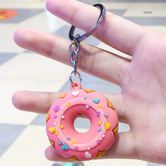 Brelok Cartoon Donut - śliczny pączek z PVC; kreatywny wisiorek do kluczyków samochodowych; ozdoba Anime; idealny prezent - Wianko - 7