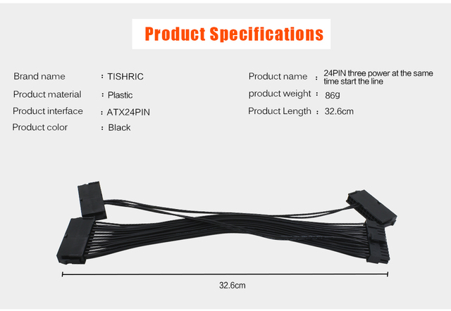 Adapter TISHRIC do podłączania 10 zasilaczy ATX 20 + 4 24Pin w górnictwie - Wianko - 3