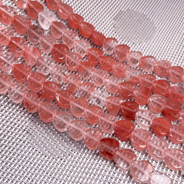 40 sztuk koralików Natural Rose Quartz w kształcie serca agaty - kamienie na naszyjnik, bransoletki, biżuterię DIY (10mm) - Wianko - 22
