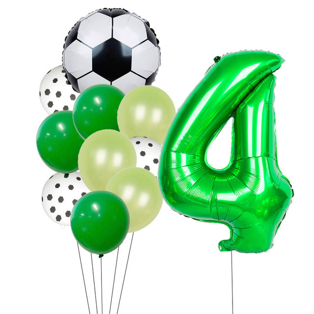 Zestaw dekoracji na imprezę urodzinową dla chłopca: balony z motywem piłki nożnej, zawiera 32 zielony numer Globe - Wianko - 9