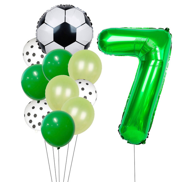 Zestaw dekoracji na imprezę urodzinową dla chłopca: balony z motywem piłki nożnej, zawiera 32 zielony numer Globe - Wianko - 11