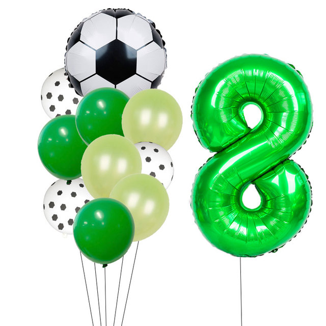 Zestaw dekoracji na imprezę urodzinową dla chłopca: balony z motywem piłki nożnej, zawiera 32 zielony numer Globe - Wianko - 12