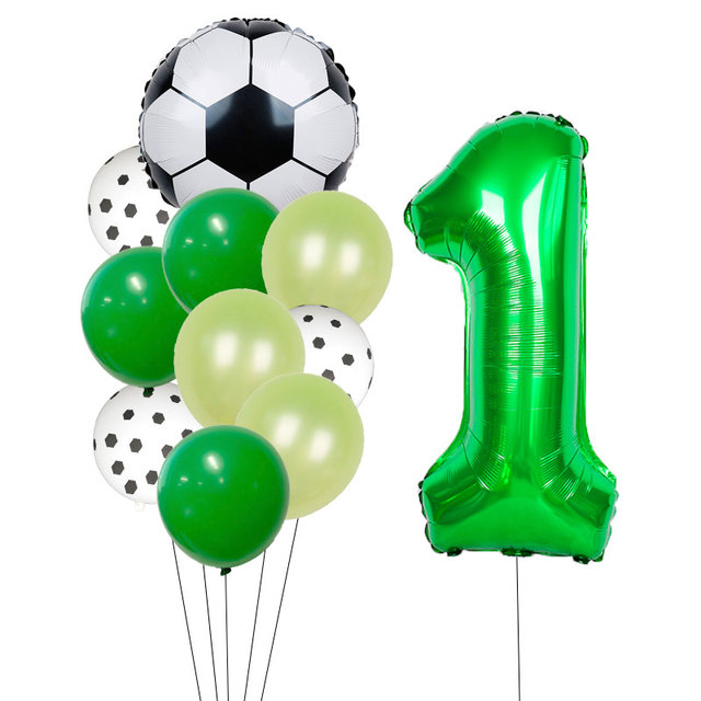 Zestaw dekoracji na imprezę urodzinową dla chłopca: balony z motywem piłki nożnej, zawiera 32 zielony numer Globe - Wianko - 8