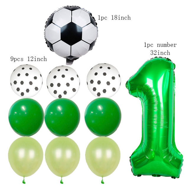 Zestaw dekoracji na imprezę urodzinową dla chłopca: balony z motywem piłki nożnej, zawiera 32 zielony numer Globe - Wianko - 3