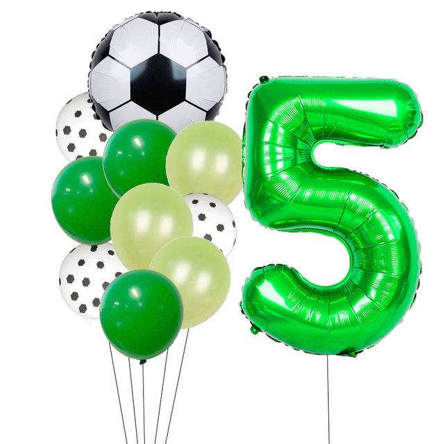 Zestaw dekoracji na imprezę urodzinową dla chłopca: balony z motywem piłki nożnej, zawiera 32 zielony numer Globe - Wianko - 10