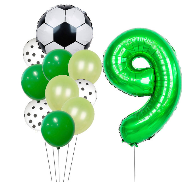 Zestaw dekoracji na imprezę urodzinową dla chłopca: balony z motywem piłki nożnej, zawiera 32 zielony numer Globe - Wianko - 13
