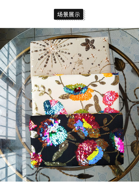 Luksusowa torba na ramię z haftem motyla i cekinami, wykonana z brokatowej skóry - mała torebka z klapą - Wianko - 10