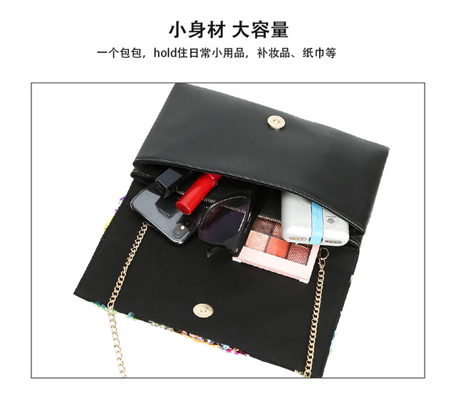 Luksusowa torba na ramię z haftem motyla i cekinami, wykonana z brokatowej skóry - mała torebka z klapą - Wianko - 8