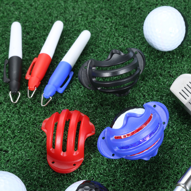Zestaw do gry w golfa - Piłka golfowa Liner Clip Marker, narzędzie do identyfikacji znaków przy wyrównaniu, pomoc do puttingu i swingu - Wianko - 6