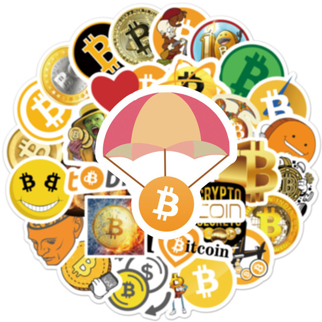 Naklejki na kask, laptop, deskorolkę, walizkę - 50 sztuk Cartoon Bitcoin Dogecoin - Wianko - 7