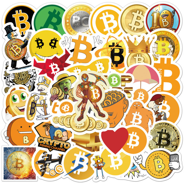 Naklejki na kask, laptop, deskorolkę, walizkę - 50 sztuk Cartoon Bitcoin Dogecoin - Wianko - 2