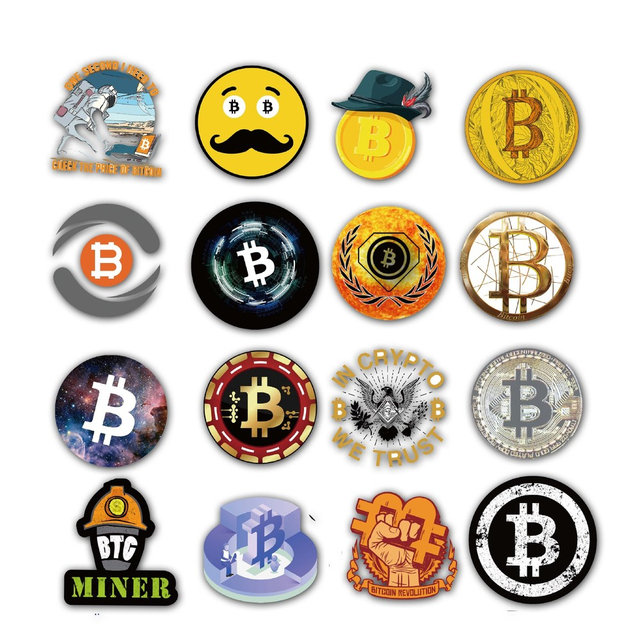 Naklejki na kask, laptop, deskorolkę, walizkę - 50 sztuk Cartoon Bitcoin Dogecoin - Wianko - 12
