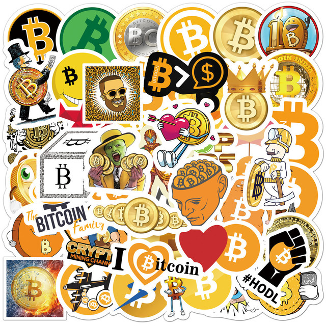 Naklejki na kask, laptop, deskorolkę, walizkę - 50 sztuk Cartoon Bitcoin Dogecoin - Wianko - 6