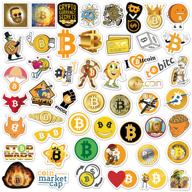Naklejki na kask, laptop, deskorolkę, walizkę - 50 sztuk Cartoon Bitcoin Dogecoin - Wianko - 3