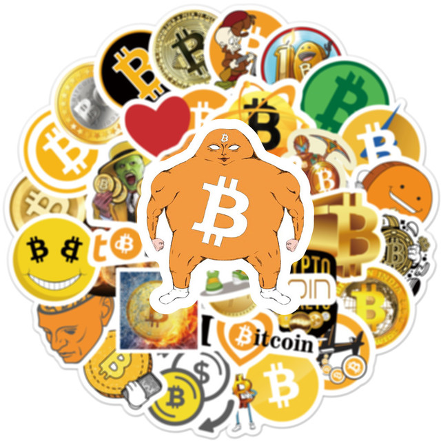Naklejki na kask, laptop, deskorolkę, walizkę - 50 sztuk Cartoon Bitcoin Dogecoin - Wianko - 5