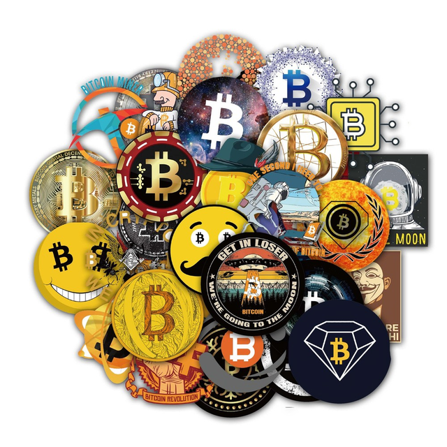 Naklejki na kask, laptop, deskorolkę, walizkę - 50 sztuk Cartoon Bitcoin Dogecoin - Wianko - 10