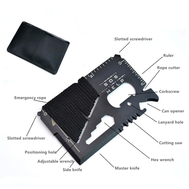 Wielofunkcyjny nóż myśliwski EDC karta kredytowa - narzędzie zewnętrzne do przetrwania w czasie sportów outdoor, campingów, pieszych wycieczek i akcji ratunkowych SOS - Wianko - 1