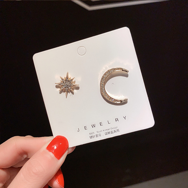 Kolczyki New Star Moon 2020 - kryształowe, luksusowe, geometryczne, asymetryczne kolczyki dla kobiet - biżuteria Bijoux - Wianko - 4