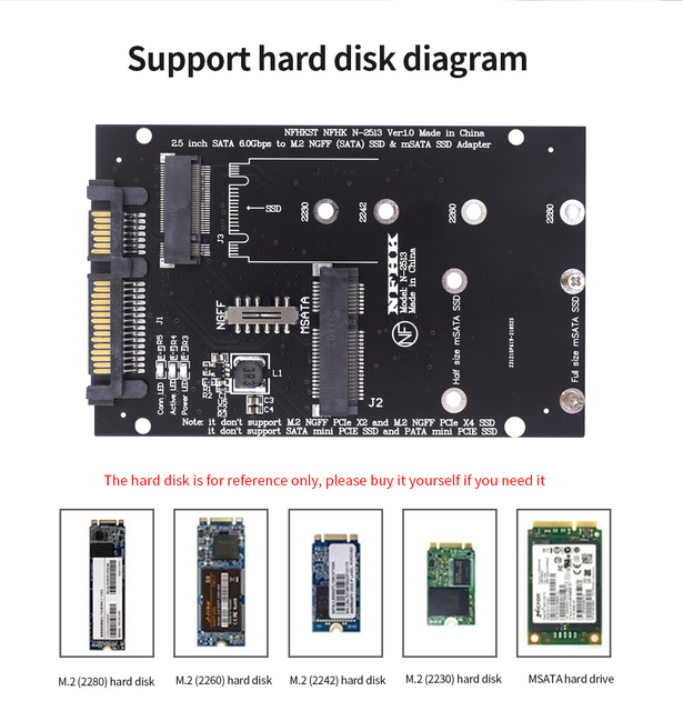 Adapter SSD TISHRIC M2 NGFF Msata do SATA 3.0 2.5 22pin M.2 - konwerter karty rozszerzającej do komputera laptopa 6Gps - Wianko - 2