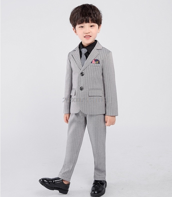 Garnitur dla chłopców w stylu angielskim Flower Boys Formal Wedding Suit - marynarka + spodnie + kamizelka + krawat, 4 elementy - Wianko - 6
