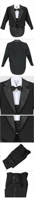 Chłopięcy garnitur na ślub/bal: czarno-biały, formalne stroje dla dzieci, zestaw tuxedo - Wianko - 3