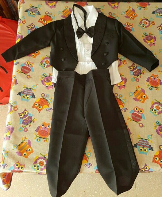 Chłopięcy garnitur na ślub/bal: czarno-biały, formalne stroje dla dzieci, zestaw tuxedo - Wianko - 13