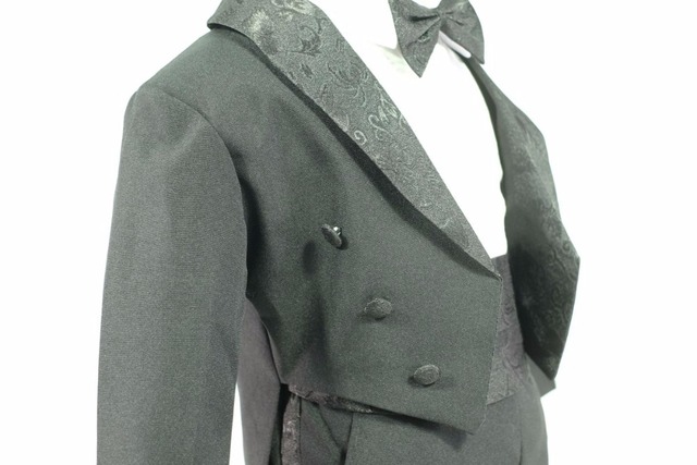 Chłopięcy garnitur na ślub/bal: czarno-biały, formalne stroje dla dzieci, zestaw tuxedo - Wianko - 11